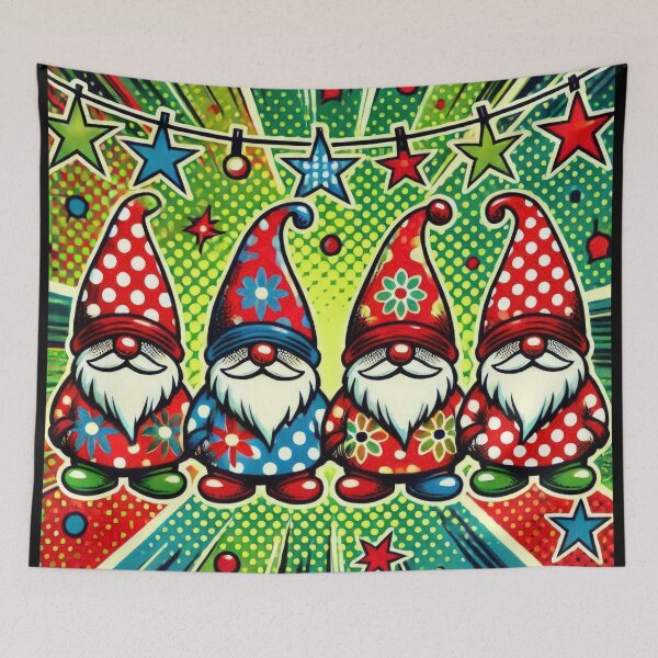 Item preview, Christmas Vintage pop art Colorful Dwarfs with garland,Christmas Dwarfs,christmas Vintage designed and sold by Expressions-Sel.
