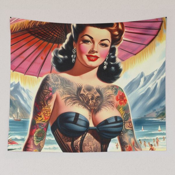 Item preview, Retro Tattooed Pin-up designed and sold by PulpVintage.