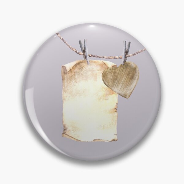 Item preview, Watercolor wooden Heart on a clothespin hanging on a string, rope. Valentines Day design, Love symbol. Illustration designed and sold by BartolArt.