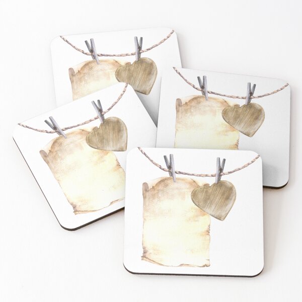 Item preview, Watercolor wooden Heart on a clothespin hanging on a string, rope. Valentines Day design, Love symbol. Illustration designed and sold by BartolArt.