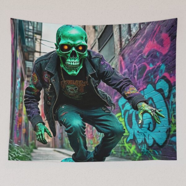 Item preview, Psychedelic Rad Zombie Skateboarder  designed and sold by TheDarkWardrobe.