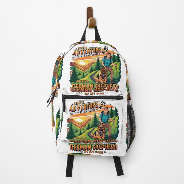 Item preview, "Life’s Adventure is Paw-ssible – German Shepherd Hiking Design" designed and sold by bannzy.