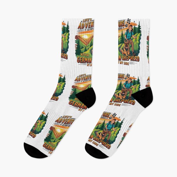 Item preview, "Life’s Adventure is Paw-ssible – German Shepherd Hiking Design" designed and sold by bannzy.