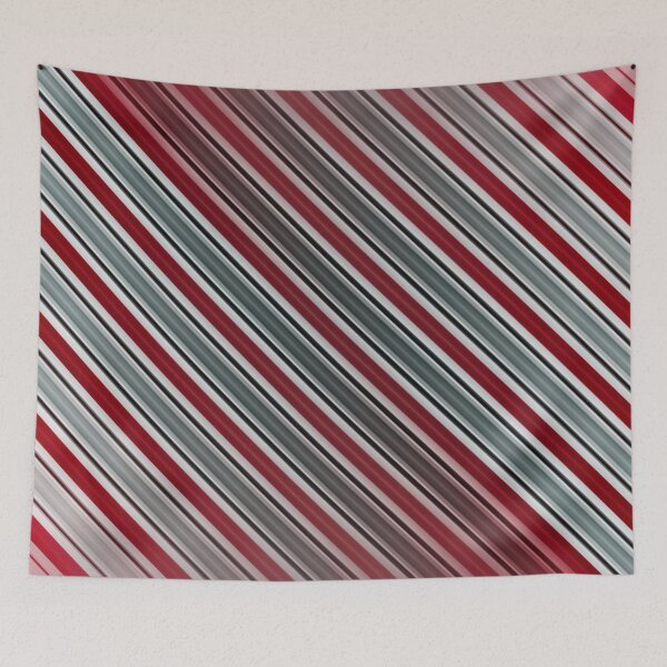 Aperçu de l'œuvre Rêves de canne à sucre : rayures diagonales rouges et argentées créée et vendue par Patternair.