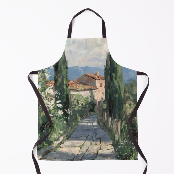 Aperçu de l'œuvre Chemin de peinture de paysage français avec des cyprès – Provence, France créée et vendue par CARRAANN.