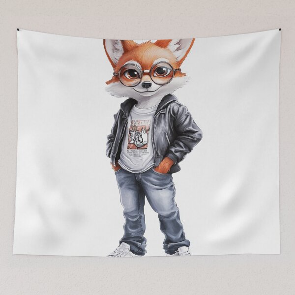 Item preview, Stylish Anthropomorphic Fox in Urban Outfit designed and sold by DobermanFans.