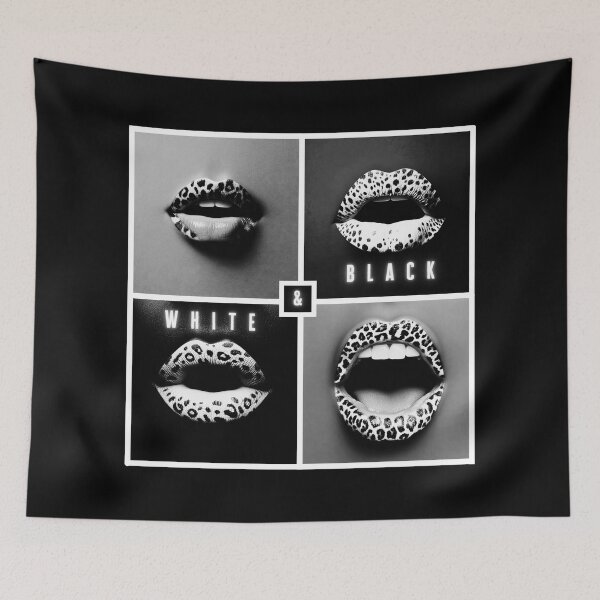 Item preview, Lips, leopard pattern, black and white designed and sold by silent-violin.