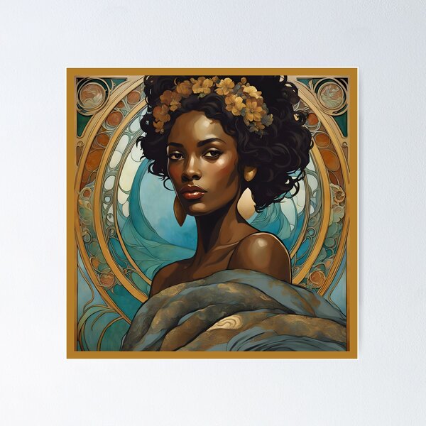 Item preview, Beautiful Black Art Nouveau Woman designed and sold by Glimmersmith.