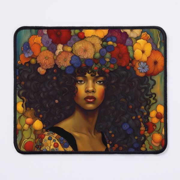 Item preview, Beautiful Black Art Nouveau Woman surrounded by flowers designed and sold by Glimmersmith.
