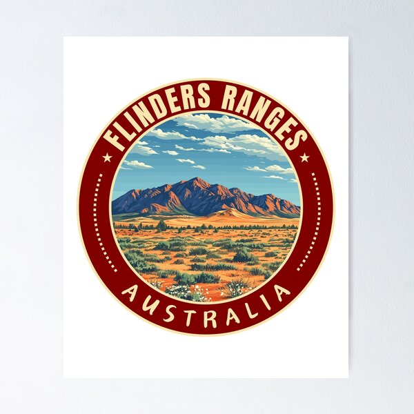 Item preview, Flinders Ranges in South Australia Retro Travel Art Emblem designed and sold by MaateoDesign.