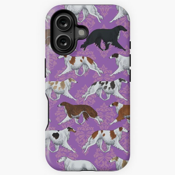 Item preview, Borzoi in Purple Pattern designed and sold by Spinyflowerart.