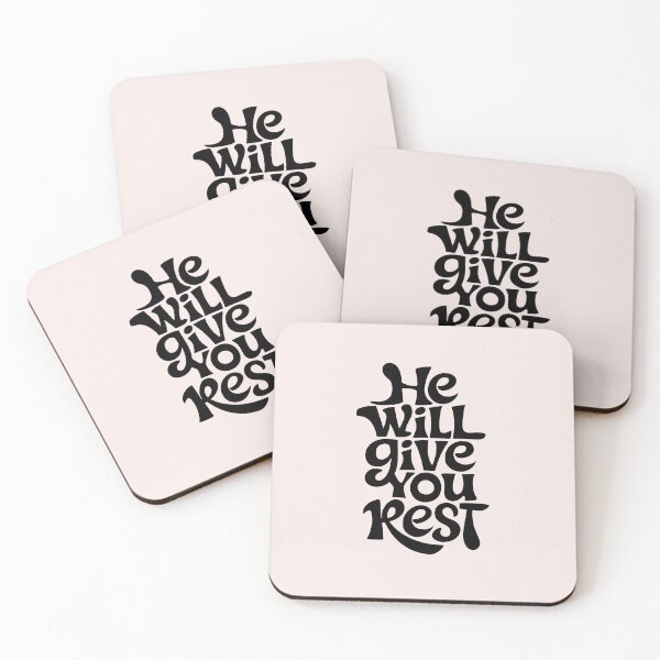 Item preview, He Will Give You Rest – Christian Encouragement Calligraphy Bible Verse Art designed and sold by  KnitLuv.