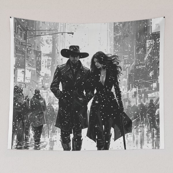 Item preview, Ethereal Shadows in a Winter Cityscape designed and sold by oanaunciuleanu.
