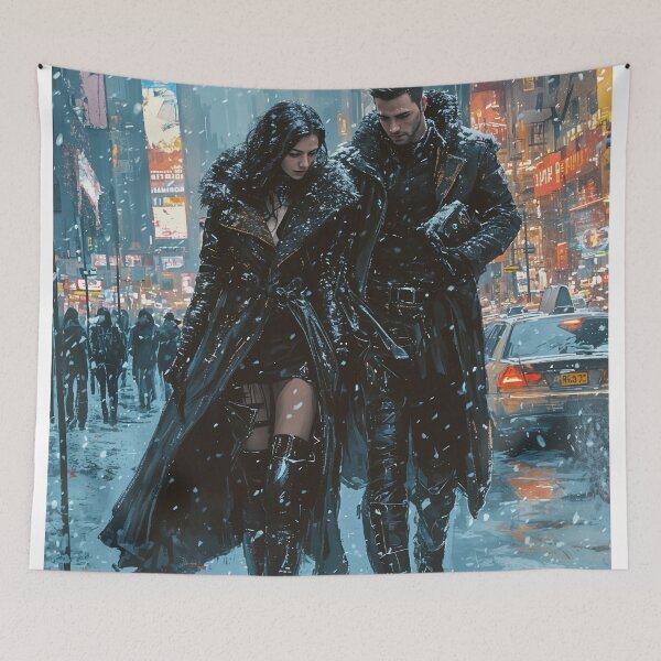 Item preview, Ethereal Shadows in a Winter Cityscape designed and sold by oanaunciuleanu.