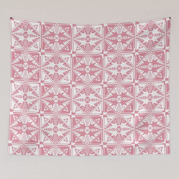 Aperçu de l'œuvre Étoiles patchwork roses et blanches créée et vendue par FreshFunkyRetro.