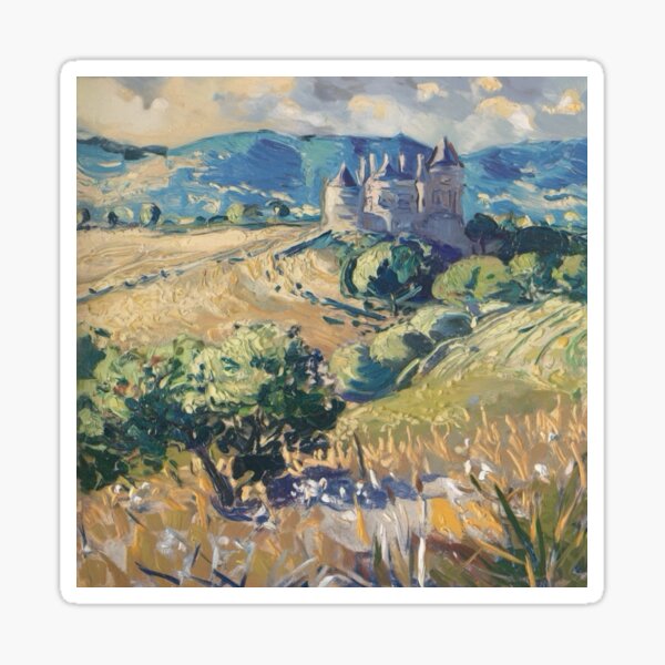 Item preview, French Château in Rolling Hills - Classic Impressionist Landscape Art Painting designed and sold by Carraann .
