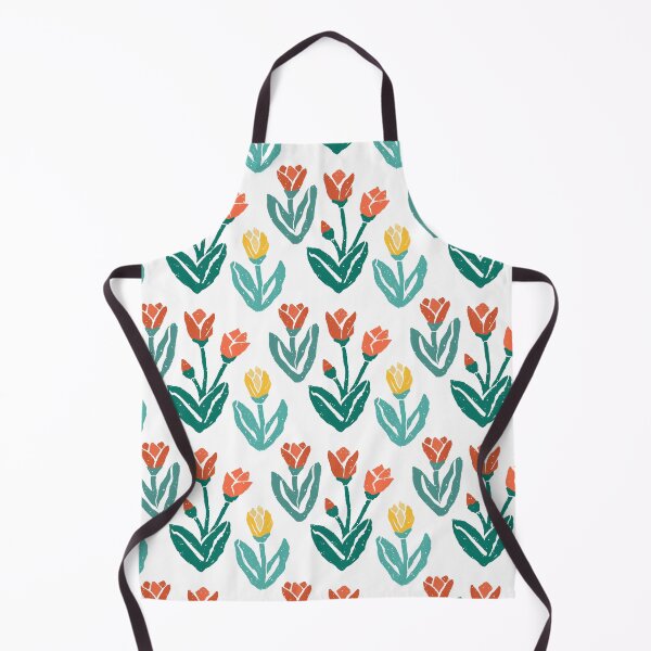 Item preview, Multicolored Woodcut tulips on white background designed and sold by MarySchwindt.