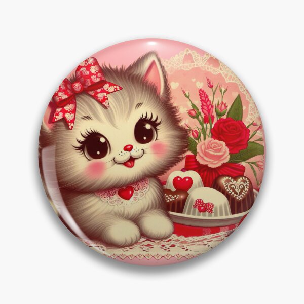 Item preview, Vintage Cartoon Valentine’s Day Kitten  designed and sold by st4rlit3 st4rbrit3.