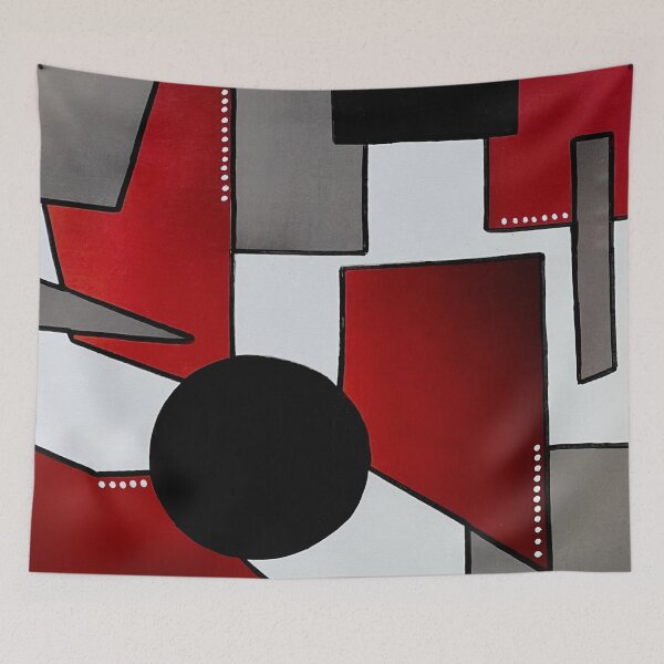 Item preview, Geometric Modern art - "Bonus Game" Red Black Grey designed and sold by jae-kae-studio.