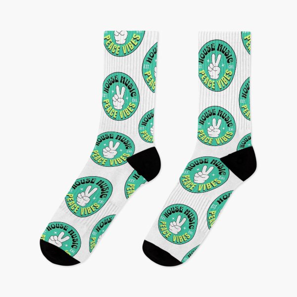 Item preview, HOUSE MUSIC  - Peace Vibes Salute (black/teal)  designed and sold by Discothreadz.
