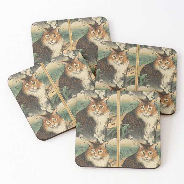 Item preview, Ukiyo-e-Style Maine Coon Cat in a Serene Forest – Traditional Japanese-Inspired Artwork designed and sold by NSB-Design.