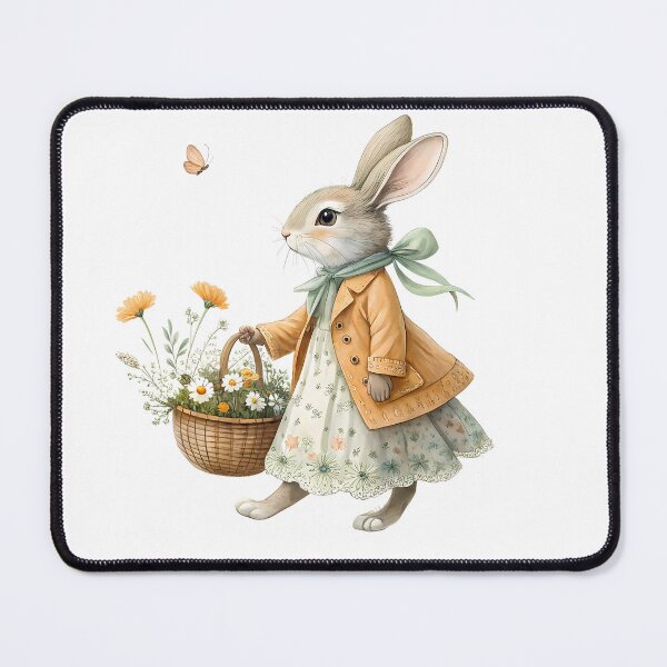 Item preview, A0667 Meadow Blossom Gathererfloral bunny clipart, spring clipart, watercolor rabbit, bunny illustration, wildflower art, nature clipart, designed and sold by angieart68.