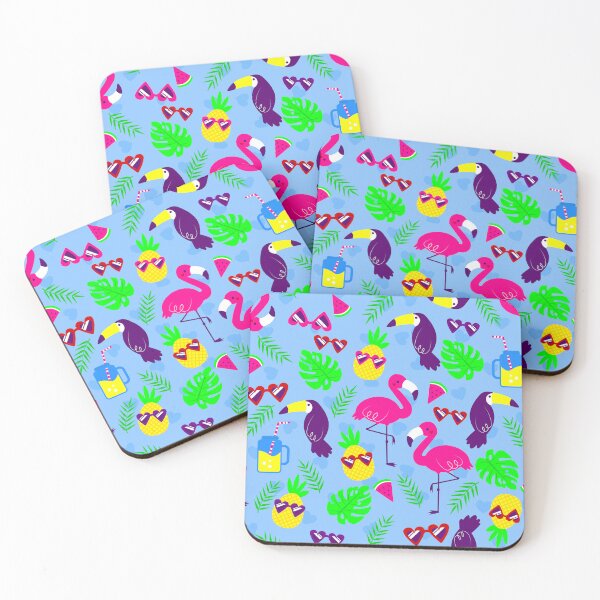 Item preview, tropical flamingo toucan pineapple watermelon heart  designed and sold by Gossip Rag.