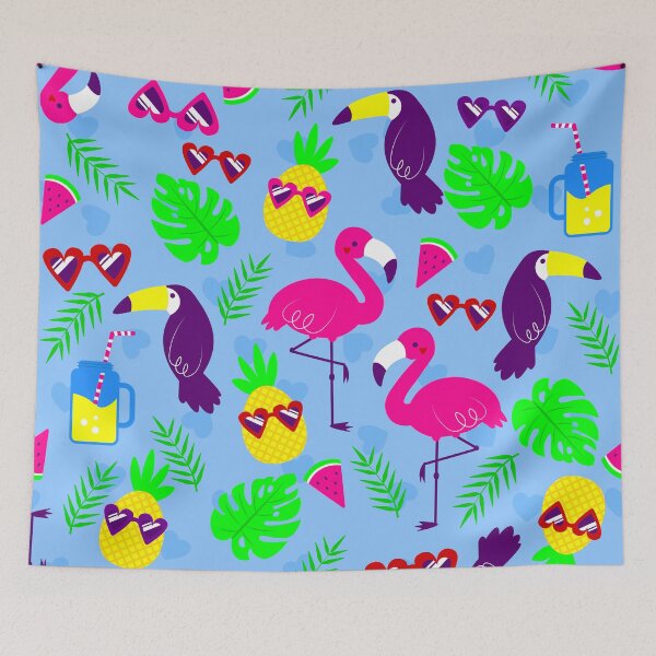 Item preview, tropical flamingo toucan pineapple watermelon heart designed and sold by Gossip Rag.