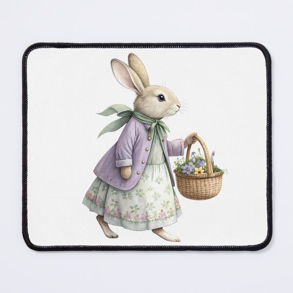 Item preview, A0667 Meadow Blossom Gathererfloral bunny clipart, spring clipart, watercolor rabbit, bunny illustration, wildflower art, nature clipart, designed and sold by angieart68.