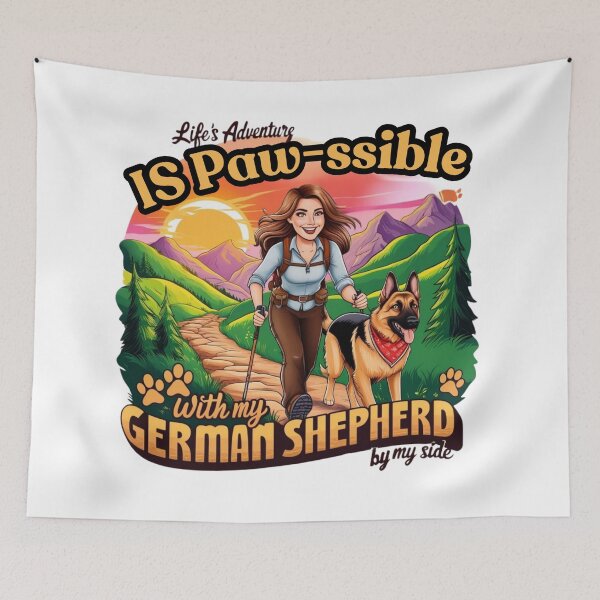 Item preview, Life’s Adventure is Paw-ssible – German Shepherd Hiking Design" designed and sold by bannzy.