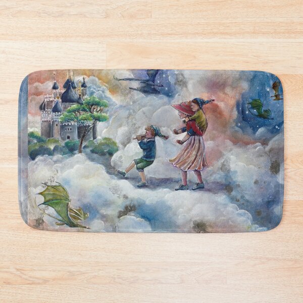 Item preview, Cloud Walkers – Whimsical Watercolor Painting, Fantasy Art by Alessandra Jann-Jordan designed and sold by AJJARTSLLC.