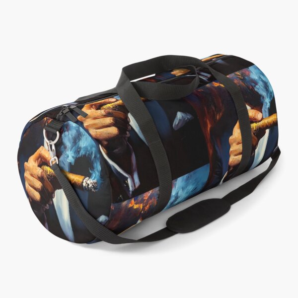 Item preview, Cigar Aficionado Holding a Lit Cigar with Blue Smoke Against a Dark Dramatic Background designed and sold by OlfactoART Studio.