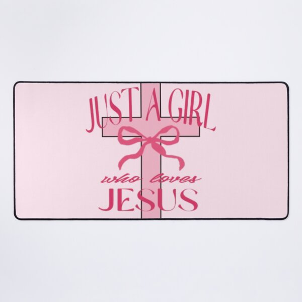Item preview, Just a Girl Who Loves Jesus Cross - Christian Faith Pink Bow Cross Design designed and sold by ZoeBV.