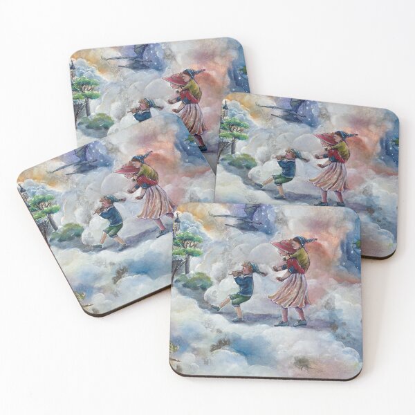 Item preview, Cloud Walkers – Whimsical Watercolor Painting, Fantasy Art by Alessandra Jann-Jordan designed and sold by AJJARTSLLC.