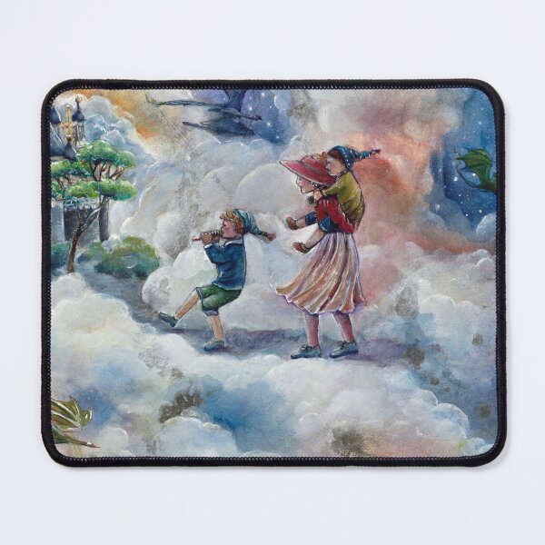 Item preview, Cloud Walkers – Whimsical Watercolor Painting, Fantasy Art by Alessandra Jann-Jordan designed and sold by AJJARTSLLC.