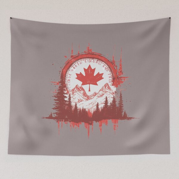 Item preview, True North Strong and Free | Compass + Wilderness (Gray) designed and sold by Print-opia.