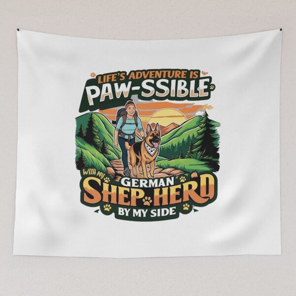 Item preview, Life’s Adventure is Paw-sible – German Shepherd Hiking Design designed and sold by bannzy.