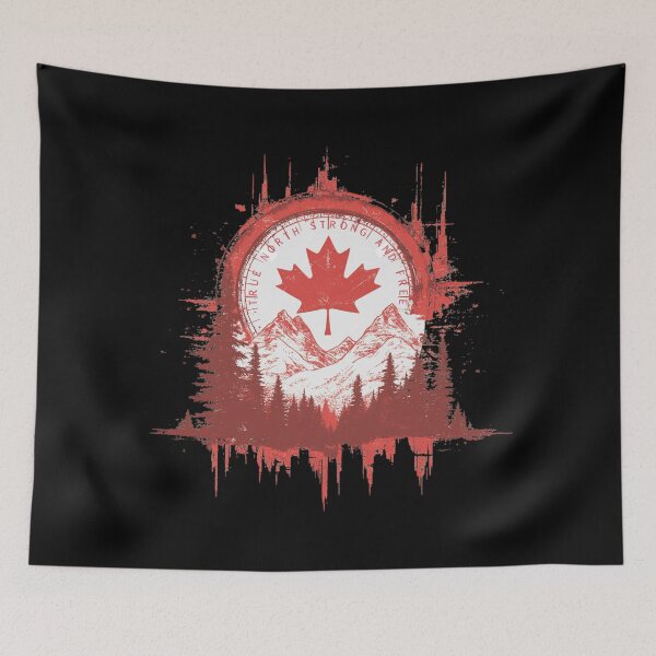 Item preview, True North Strong and Free | Compass + Wilderness (Black) designed and sold by Print-opia.