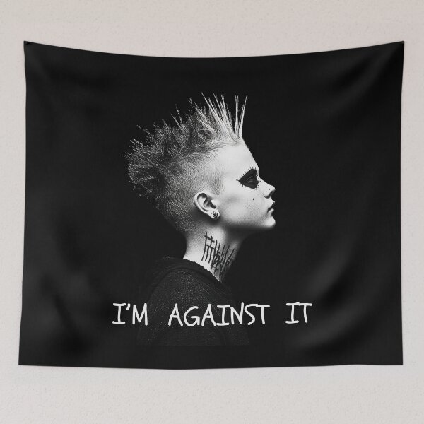 Item preview, I'm against it, a young punk, rebellion, black and white punk  designed and sold by silent-violin.