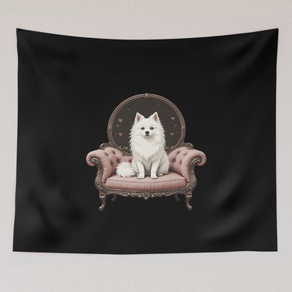Item preview, Japanese Spitz Sitting on Victorian Seat designed and sold by FieldScent.