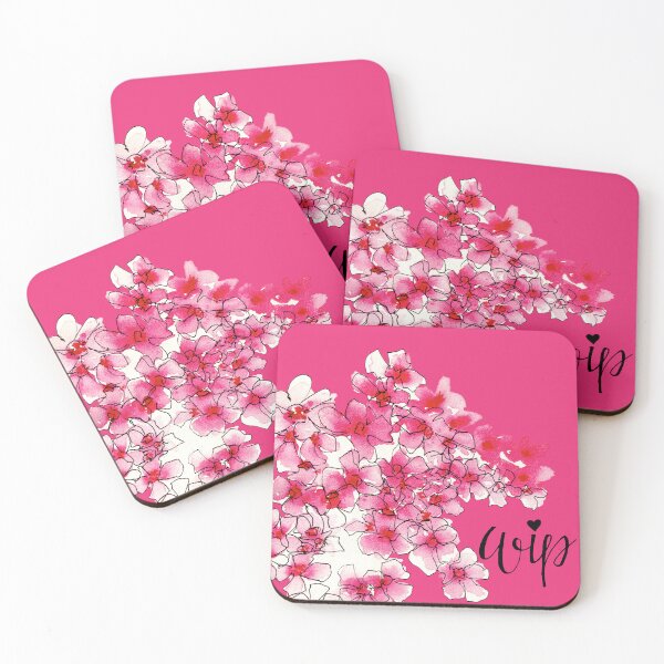 Item preview, Flowers Watercolour Pen Hand Lettering Pink WIP Illustration designed and sold by Jaana Day.