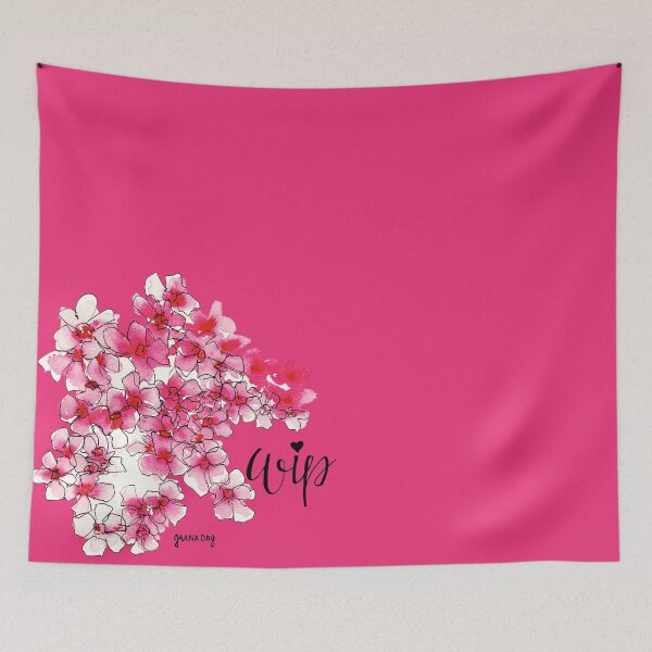 Item preview, Flowers Watercolour Pen Hand Lettering Pink WIP Illustration designed and sold by Jaana Day.