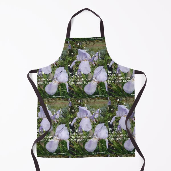 Item preview, Lavender Iris Flowers in the Garden, Being Still and Silent Lets in the Wisdom - Inspirational Quotes designed and sold by Sarah Rajkotwala.