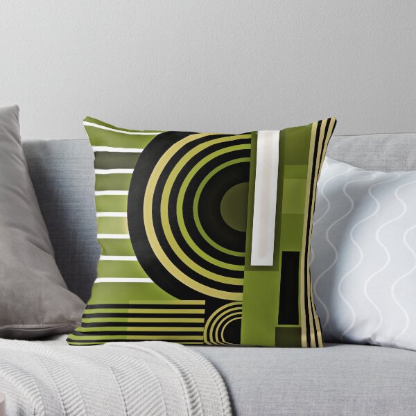 Item preview, Mid-Century Modern Bauhaus Geometric Pattern In Olive Green designed and sold by DEC02.