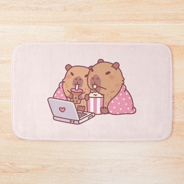 Item preview, Cute Capybaras Chilling Together With Popcorn And Boba designed and sold by rustydoodle.