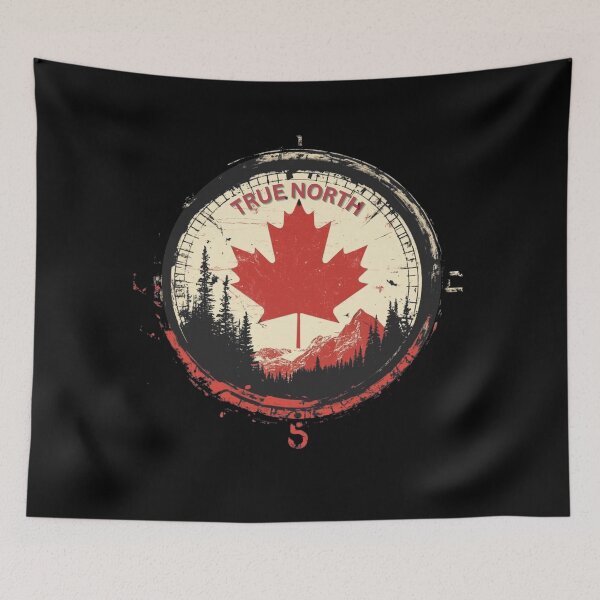 Item preview, True North Compass | O Canada (Black) designed and sold by Print-opia.