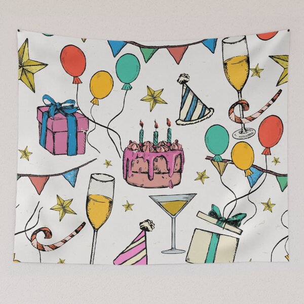 Item preview, birthday celebration party balloons cake champagne designed and sold by Gossip Rag.