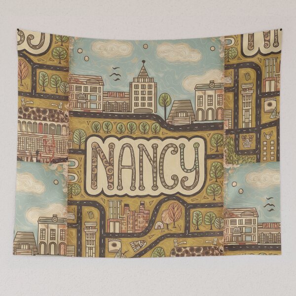 Item preview, Nancy City of France Whimsical Retro Doodle Art designed and sold by Witty Shirts.