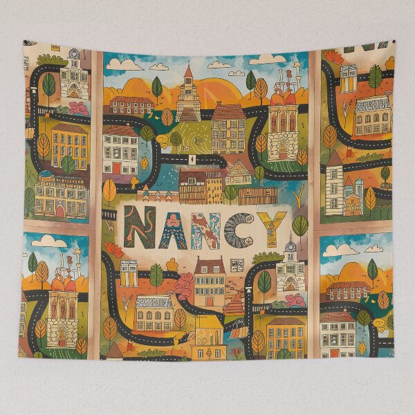 Item preview, Nancy City of France Whimsical Retro Doodle Art designed and sold by Witty Shirts.