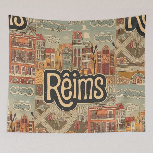 Item preview, Reims City of France Whimsical Retro Doodle Art designed and sold by Witty Shirts.